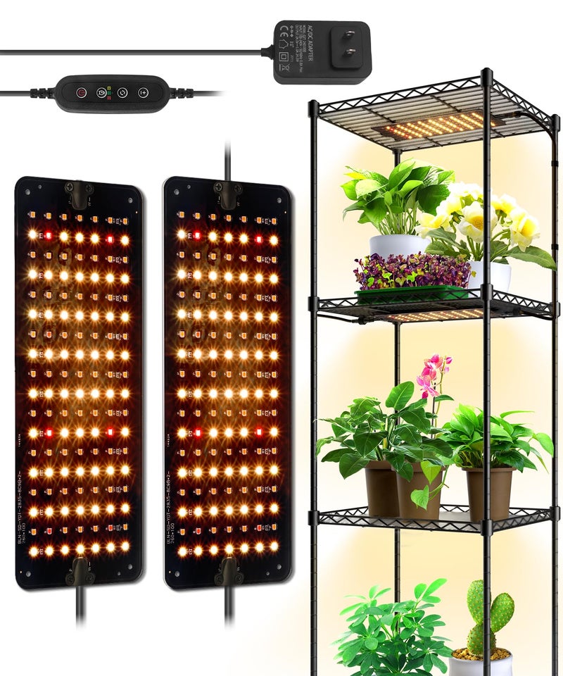 Barrina Grow Lights for Indoor Plants, 20W (2 x 10W) Full Spectrum Ultra-Thin Grow Light Panel with 3/6/12H Auto On/Off Timer for Hydroponics, Seedlings, Succulents, Veg, Flowers & More, 2-Pack - Image 1