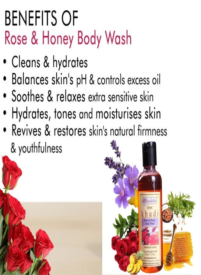 KHADI RISHIKESH KHADI RISHIKES Herbal Rose Honey Cleanser full body | Cleaning Dirt| Shower Gel | Goodness of Rose - SLS & Paraben Free -210ml Men & Women-WITH Bathing LOOFA Free - Image 2