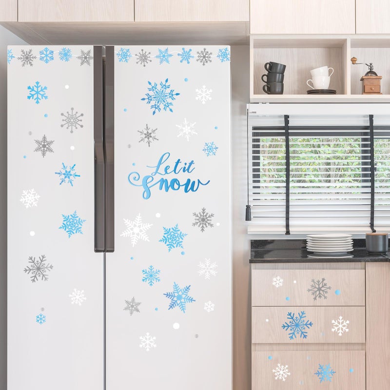 Whaline Winter Snowflake Wall Stickers Christmas Let It Snow Wall Decals Small Room Mural Stickers Frozen Vinyl Wall Decals for Party Home Kitchen Decor  8.3 x 10.6 Inch  9 Sheets - Image 4