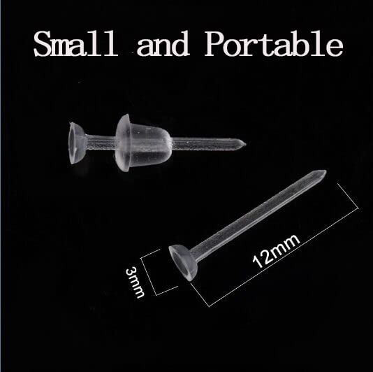 DSOMHZ Plastic Earrings,Clear Earrings Clear Post Earring Posts and Backs Silicone Stud 100 Pairs Back Blank Pins Stud… - Image 2