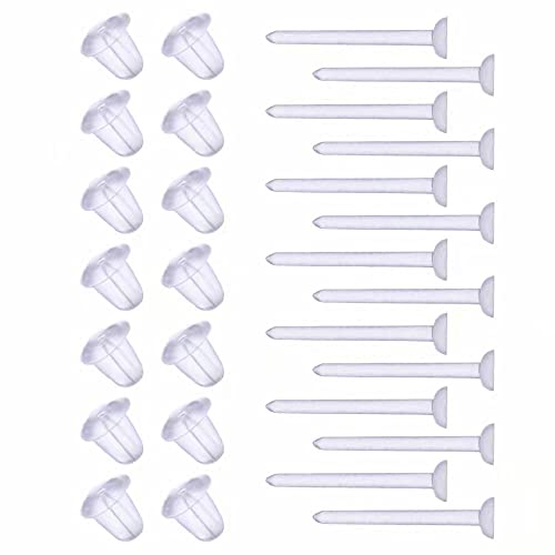 DSOMHZ Plastic Earrings,Clear Earrings Clear Post Earring Posts and Backs Silicone Stud 100 Pairs Back Blank Pins Stud… - Image 1