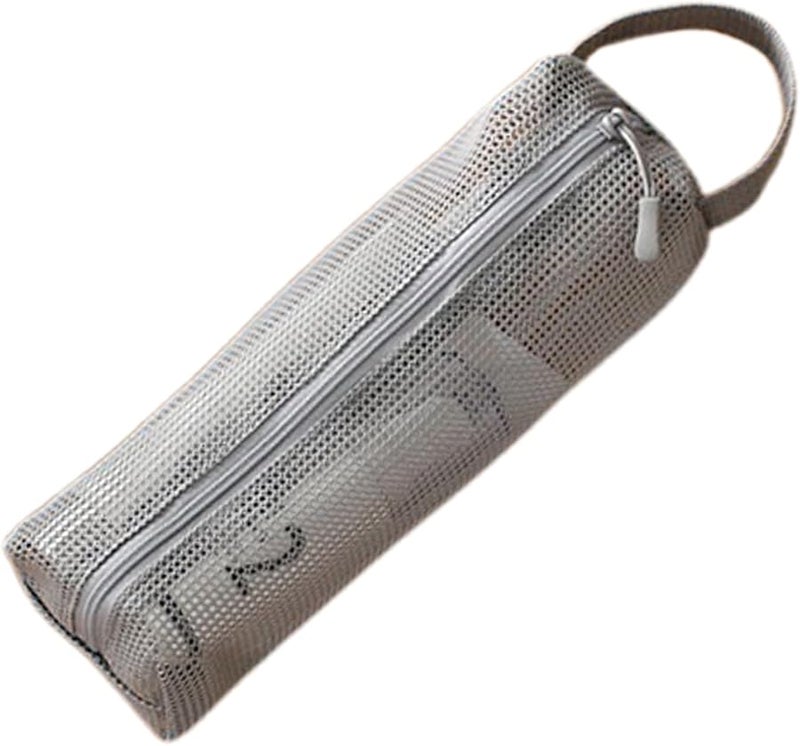 Gray Travel Toiletry Bag Mesh Organizer Pouch For Airport Gym Camping Beach Vacation - Image 1