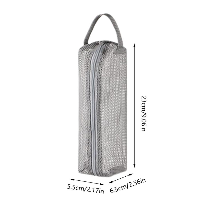 Gray Travel Toiletry Bag Mesh Organizer Pouch For Airport Gym Camping Beach Vacation - Image 3