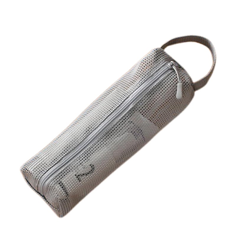 Gray Travel Toiletry Bag Mesh Organizer Pouch For Airport Gym Camping Beach Vacation - Image 2