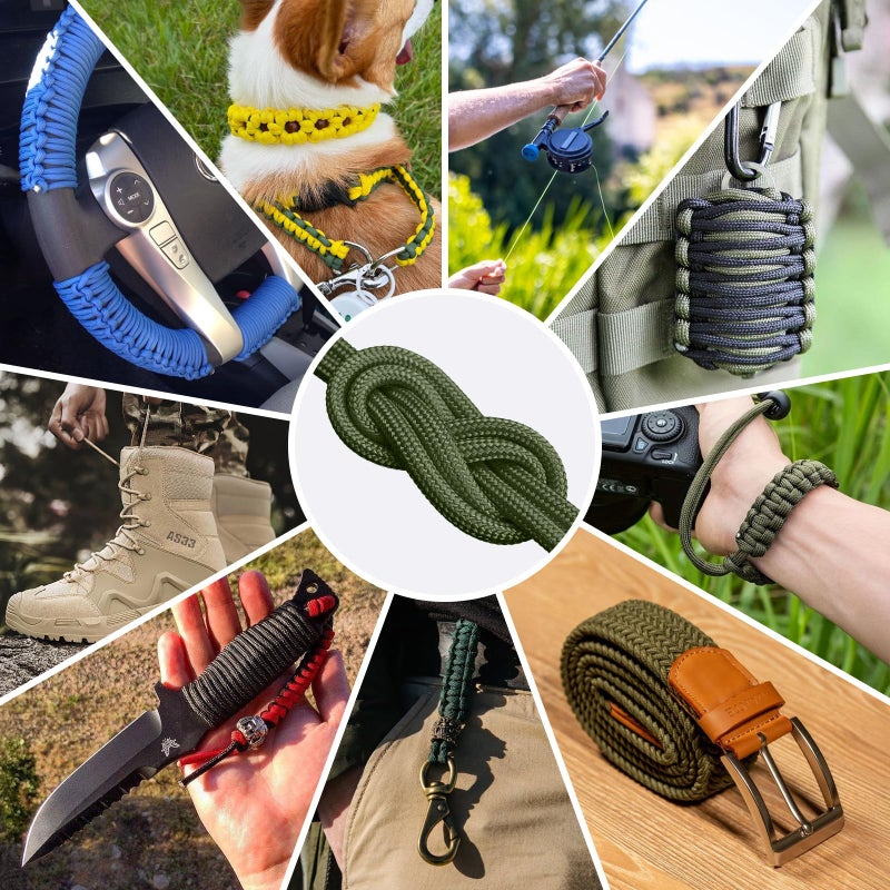 HOKINETY 1200 Paracord Rope - 4.4mm 14 Strand Nylon Parachute Spool para Cord Lanyard for Outdoor Camping Survival Utility Tent Crafting DIY Projects Fishing Clothsline Bracelet - ArmyGreen 100FT - Image 5
