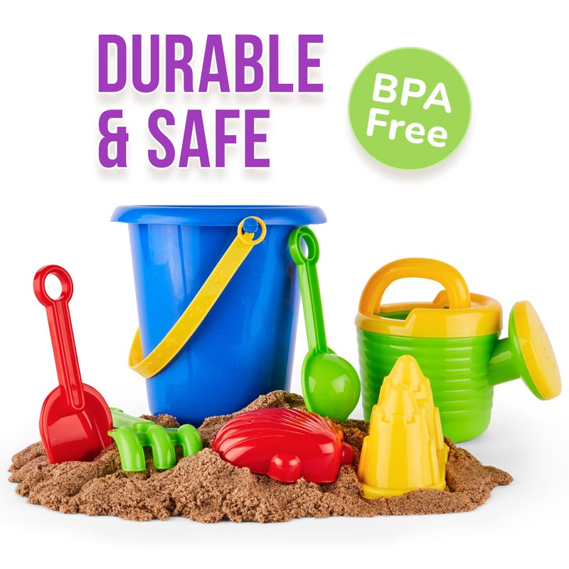Click N' Play Beach Toys for Kids 3-10 - 18pc Sand Toys Including Sand Buckets for Kids with Sifter, Watering Can, Rake, 4 Hand Tools, 10 Sand Molds & Mesh Beach Toy Bag - Sandbox Toys for Toddlers - Image 4