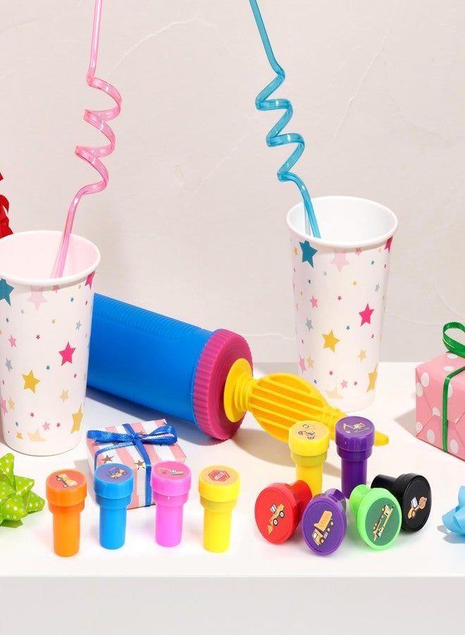 Lemicin 24 Pcs Construction Truck Stamps Mini Self Inking Stamps Colorful Print Stamp Construction Birthday Party Favors for Boy School Classroom Rewards Prizes Supplies - Image 2