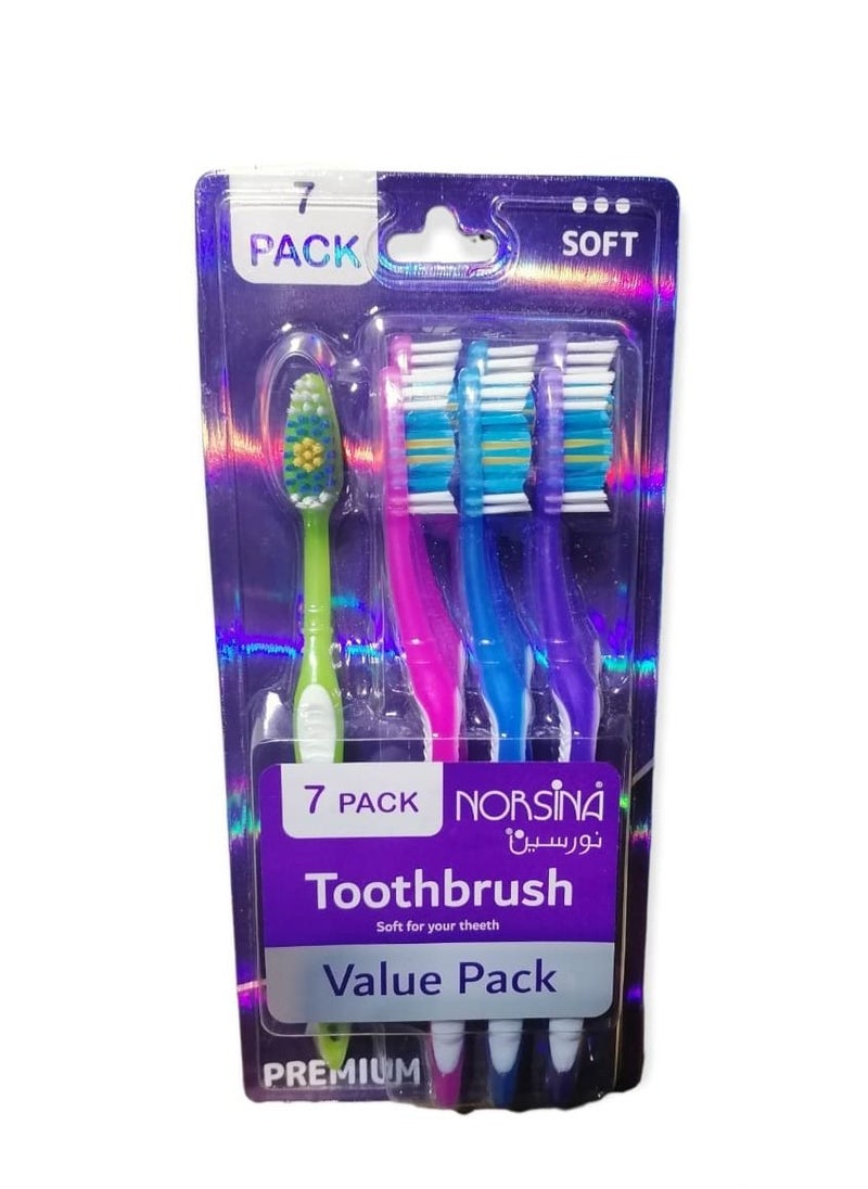 Norsina Toothbrushes set for full mouth cleaning, 7 pieces, colored from Norsina  - Image 1