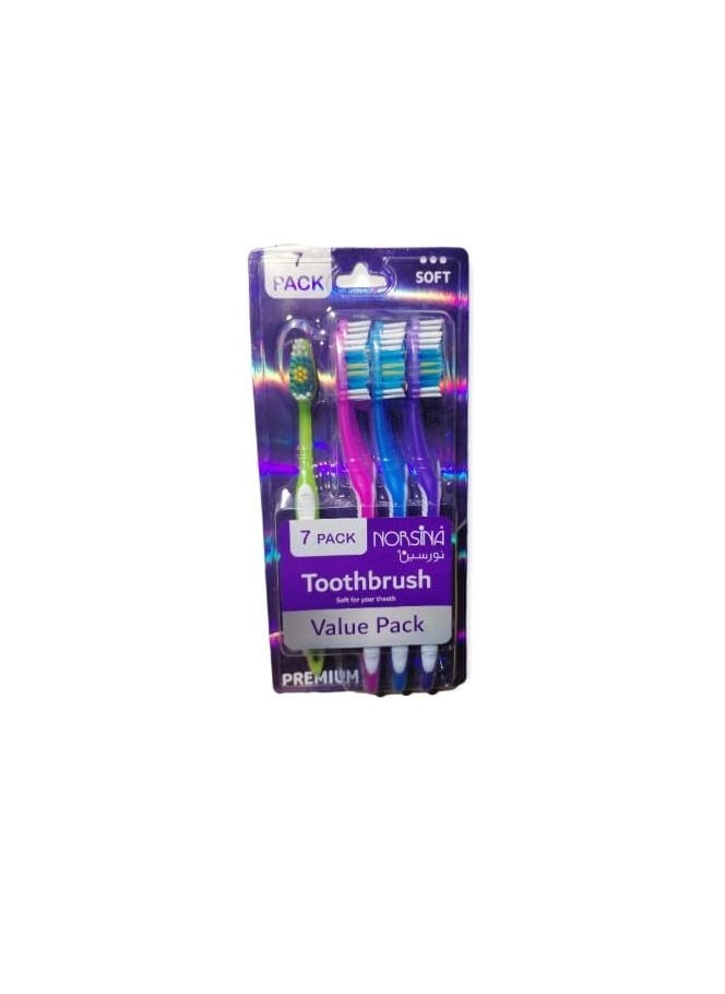 Norsina Toothbrushes set for full mouth cleaning, 7 pieces, colored from Norsina  - Image 2