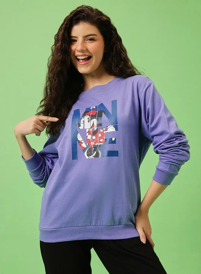 كلوفيا سويت شيرت أزرق بطبعة ميني ماوس