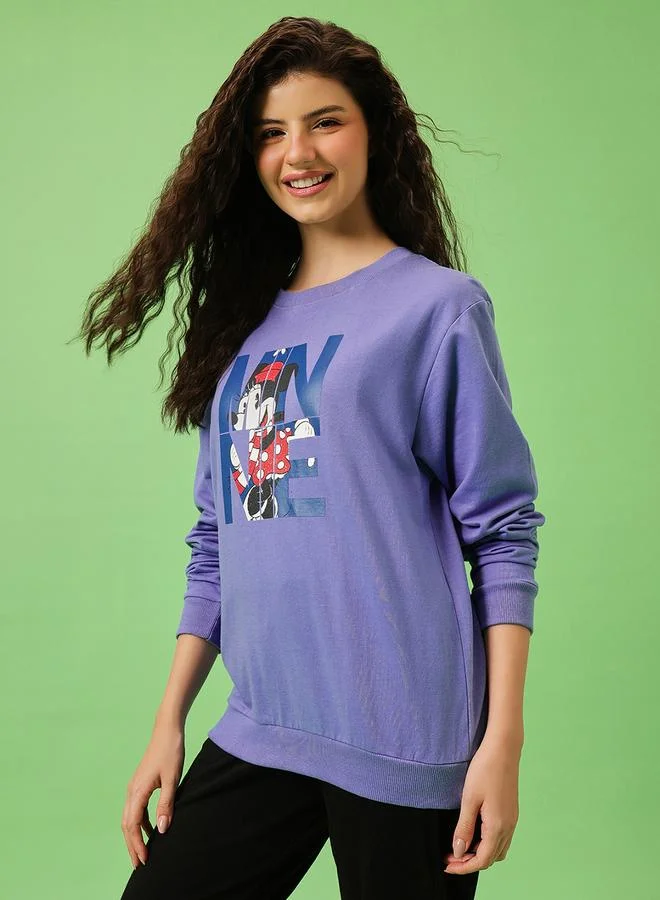 كلوفيا سويت شيرت أزرق بطبعة ميني ماوس