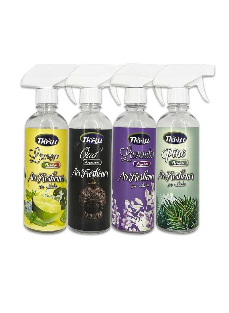 Thrill 4-Piece Premium Air Freshener - (Oud, Pine, Lavender, Lemon) 500ML - Image 1