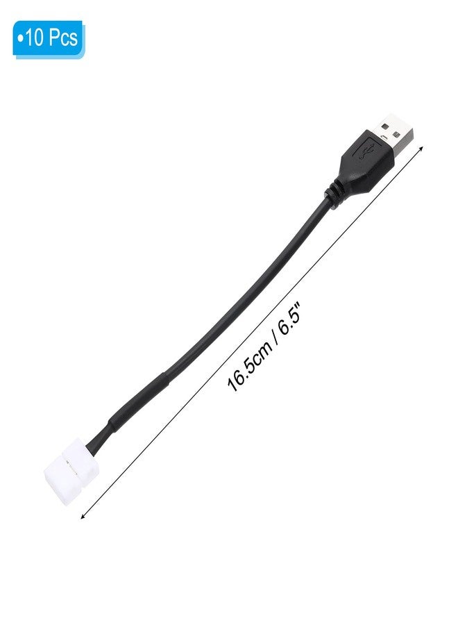 PATIKIL LED Strip Connector Cable, 10 Pcs USB to 2 Pin Quick Solderless Adapter Extention Wire Power Cord for 3528 8mm Width Strip Lighting - Image 2