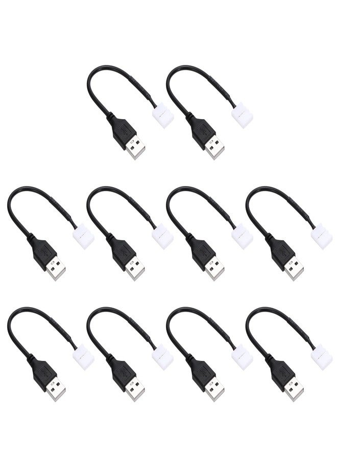 PATIKIL LED Strip Connector Cable, 10 Pcs USB to 2 Pin Quick Solderless Adapter Extention Wire Power Cord for 3528 8mm Width Strip Lighting - Image 1