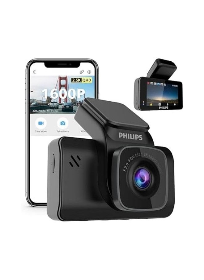 Philips - Philips GoSure 5101 Dash Camera for Car| Front and Back Camera | 4MP 2K QHD 1600P | Sony STARVIS IMX335 | G-Sensor | 135° Super Wide Angle | 3” Display | WiFi | Emergency Recording | Max 256GB | GoSure Safe Mobile App - Image 1