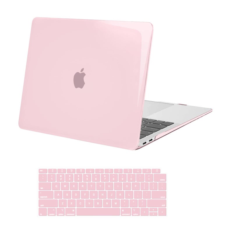 MOSISO Compatible with MacBook Air 13 inch Case M1 2021 2020 2019 2018 Release A2337 A2179 A1932 Touch ID Plastic Hard Shell CoverKeyboard Cover for MacBook Air 133 inch Case M1 Rose Pink - Image 2