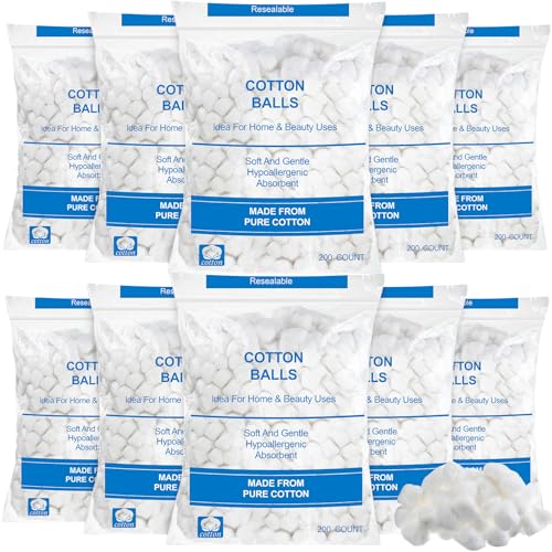 Heigble 2000 Pcs Soft Cotton Ball Bulk Organic Medium Cotton Ball for Absorbent Multipurpose Pure Nail Polish Remover Makeup Removal First Aid Face Crafting Cleaning Skin Applying Lotion - Image 1