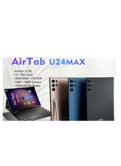 AirTab 10.1 -Inch Smart Tablet U24 MAX Android 13 Tablet With 1TB Storage and 16GB RAM Quad Core Wi-Fi LTE Dual Sim with Touch Pen and Keyboard - GOLD  - Image 4