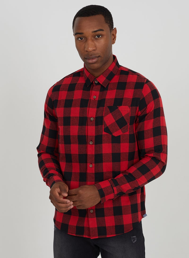 BRAVE SOUL Casual Long Sleeve Check Shirt  - Image 1
