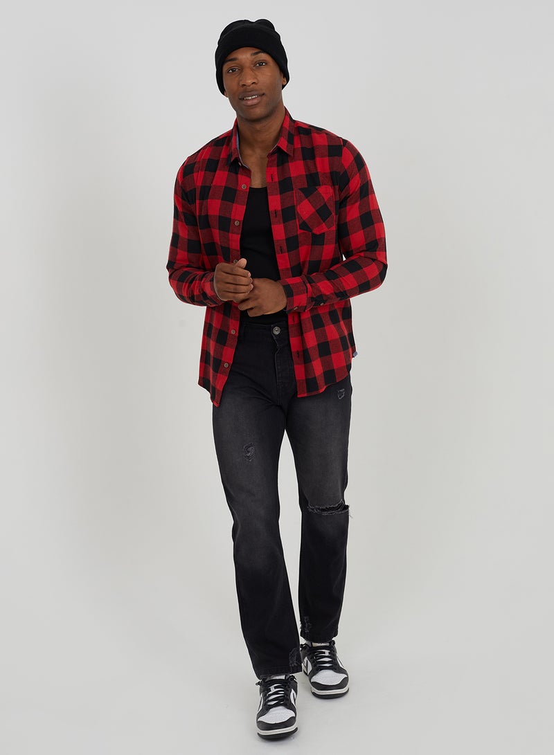 BRAVE SOUL Casual Long Sleeve Check Shirt  - Image 2