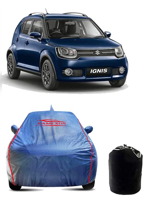 FAMEXON Waterproof Car Body Cover Compatible for Ignis Triple Layer Inner Fabric with Mirror Pockets and Pipein Design Protects from Animals, Heat, Rain & UV Rays (Undark Blue) - Image 5