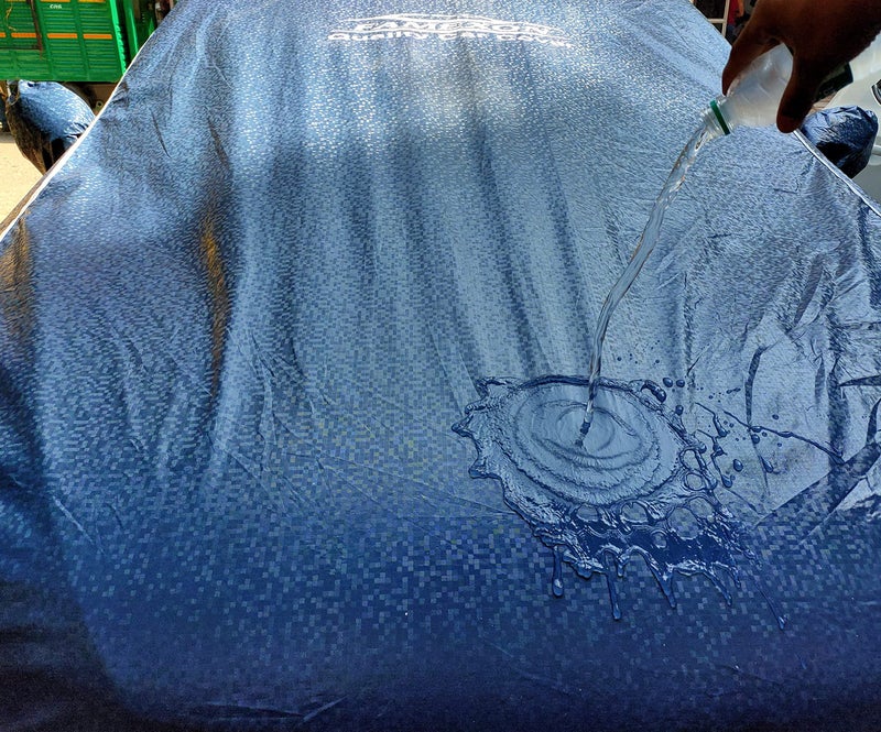 FAMEXON Waterproof Car Body Cover Compatible for Ignis Triple Layer Inner Fabric with Mirror Pockets and Pipein Design Protects from Animals, Heat, Rain & UV Rays (Undark Blue) - Image 4