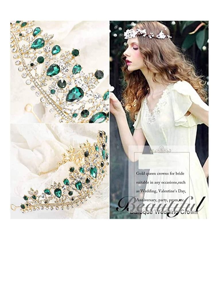 سيوسي تاج تيارا ، تاج كريستالي لعيد الميلاد ، تاج الملكة ، تاج الزفاف الباروكي ، تاج العروس من الكريستال الذهبي ، أغطية رأس للعروس من حجر الراين ، إكسسوارات شعر للنساء والفتيات (ذهبي) - Image 2