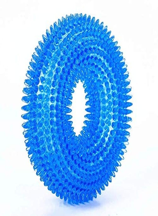 Pups&Pets Non-Toxic Soft Natural Rubber Squeaky Spiky Chew Toys for AggImpssive Chewers Dental Teething Cleaning Ring Design Toy - Pack of 1 (Color as per Availability) - Image 3