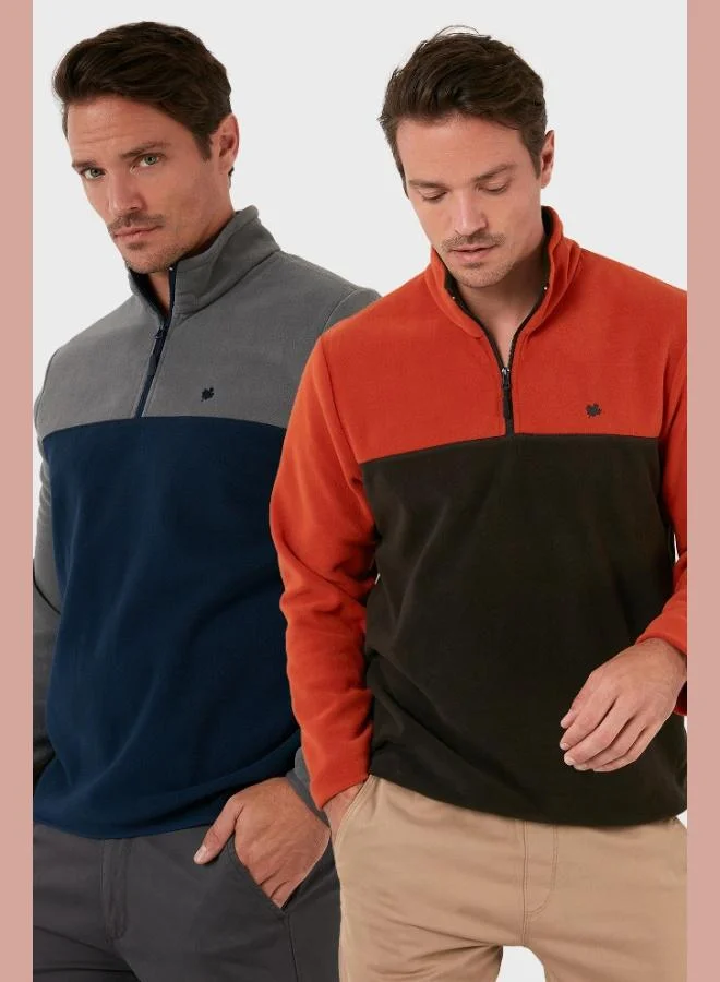 Buratti Regular Fit Anti-Pilling Non-Pilling Standing Collar Raised 2-Pack Polar Men's POLAR 5906016S2