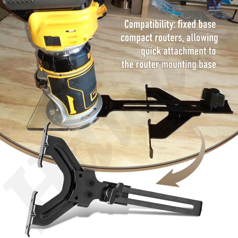 Haiouus DNP618 Edge Guide for Fixed Base Compact Router, Compatible With DEWALT DWP611 Router, PORTER-CABLE 450 & 451-Adjustable for Quick Attachment To Router Mounting Base, Fits Router DCW600B, DW6913. etc - Image 5