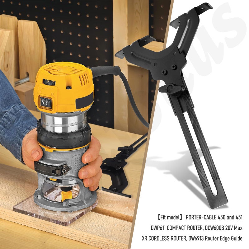 Haiouus DNP618 Edge Guide for Fixed Base Compact Router, Compatible With DEWALT DWP611 Router, PORTER-CABLE 450 & 451-Adjustable for Quick Attachment To Router Mounting Base, Fits Router DCW600B, DW6913. etc - Image 3