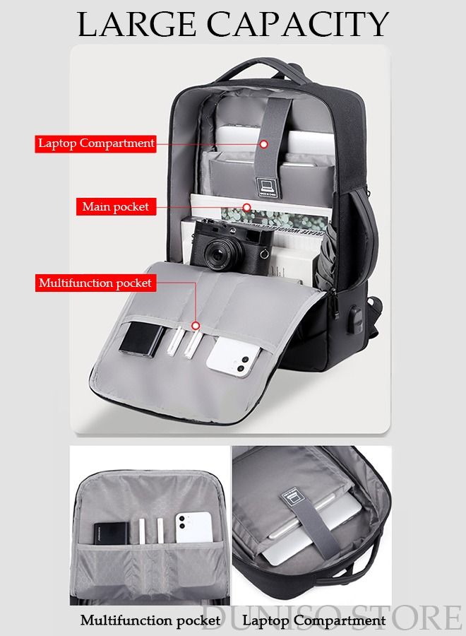 DUNISO Business Travel Laptop Backpack Anti-Theft Durable Computer Backpack with USB Charging Port and Reflective Strip Large Capacity College School Backpack for Men & Women Fits 15.6 Inch Notebook - Image 3