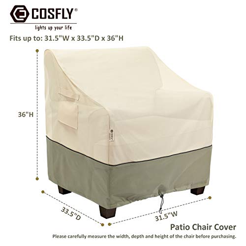 COSFLY Outdoor Furniture Patio Chair Covers Waterproof Clearance, Lounge Deep Seat Cover, Lawn Furnitures Covers Fits up to 31.5W x 33.5D x 36H inches(2 Pack) - Image 2