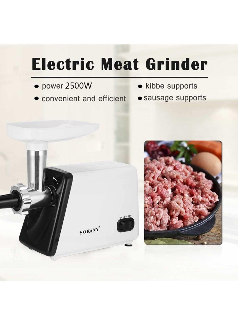 SOKANY Electric Meat Grinder 2500W Max – 3-in-1 Multifunction Meat Mincer, Sausage Stuffer & Kubbe Maker, Stainless Steel Blades, 3 Grinding Plates - Image 2