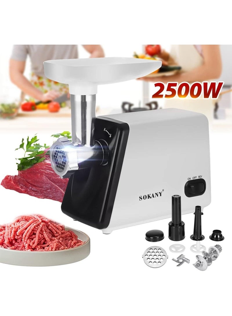 SOKANY Electric Meat Grinder 2500W Max – 3-in-1 Multifunction Meat Mincer, Sausage Stuffer & Kubbe Maker, Stainless Steel Blades, 3 Grinding Plates - Image 3