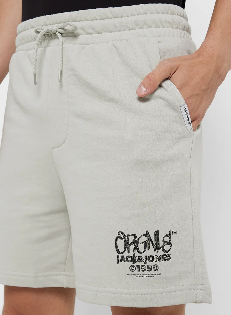 JACK & JONES Jpstkane Jjbushwick Logo Print Sweatshorts