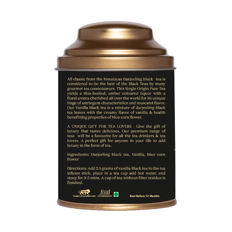 Botanical Sage- Vanilla Black Tea 100g With Free Tea Infuser | Darjeeling Black Tea With Vanilla & Bluecorn | Selelcted | Luxury Tea - Image 3