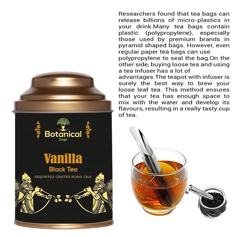 Botanical Sage- Vanilla Black Tea 100g With Free Tea Infuser | Darjeeling Black Tea With Vanilla & Bluecorn | Selelcted | Luxury Tea - Image 2