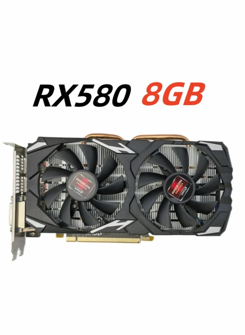 AMD RX580 8GB DDR5 256Bit Graphics Card Dual Cooling Fan Desktop Computer PC Accessories - Image 1