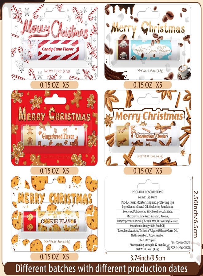 Sacubee 15 Pcs Christmas Lip Balms Bulk Peppermint Candy Flavor Lip Balm Holiday Gingerbread Hot Cocoa Cookie Cinnamon Flavor Christmas Party Gifts Stocking Stuffers for Women Employee Coworkers - Image 3