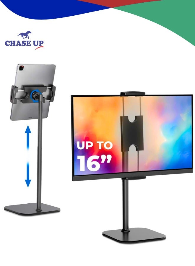 Chase Up TabStand - Height Adjustable iPad Stand for Desk, Tablet Holder, 17" Portable Monitor Stand | Aluminum Alloy Telescoping Tablet Tripod for all iPad, Pro, Air, Mini & Kindle (Night Black) - Image 1