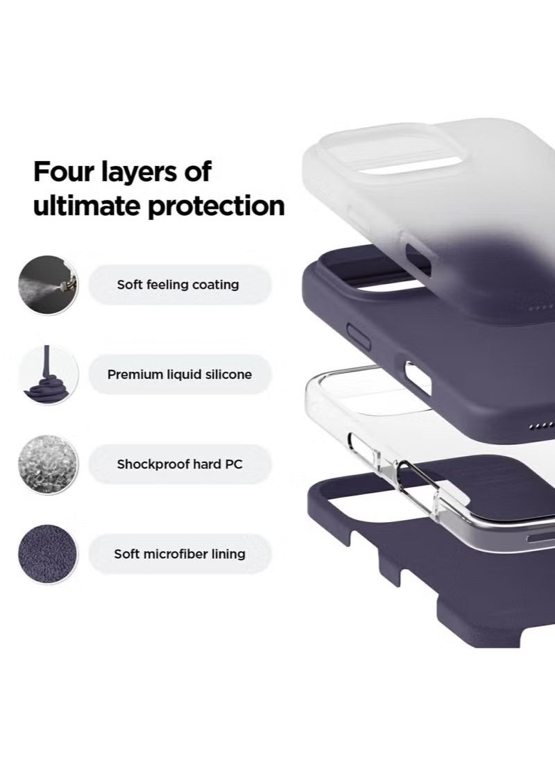 general Ultra-Slim Liquid Silicone Case for iPhone 16 Pro – Premium Soft-Touch Protective Cover with Microfiber Lining – Deep Purple - Image 2