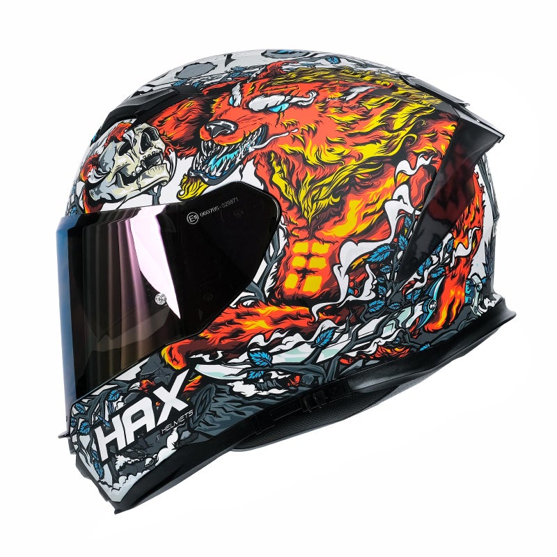 HAX Force Glow-in-The-Dark Aerodynamic Full Face Helmet for Street & E-Bikes DOT & ECE Certified - Enhanced Dual Visor, Adult Size, Pinlock Ready Night Legend Red M - Image 4