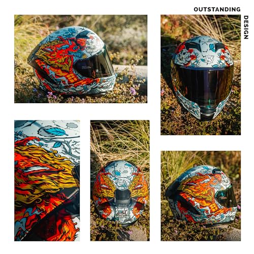 HAX Force Glow-in-The-Dark Aerodynamic Full Face Helmet for Street & E-Bikes DOT & ECE Certified - Enhanced Dual Visor, Adult Size, Pinlock Ready Night Legend Red M - Image 5