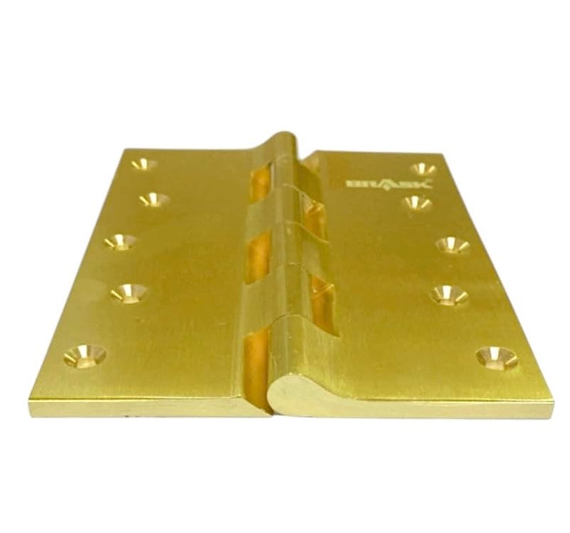 BRASK BRASK Brass Railway Hinges 6 x 2 x 316 6 Inches x 45 Inches x 5 mm Heavy Duty Brass Door Hinges Soft Close Welded Heads Extra Heavy and Wide Main Door Hinges 3 Golden Satin  - Image 3