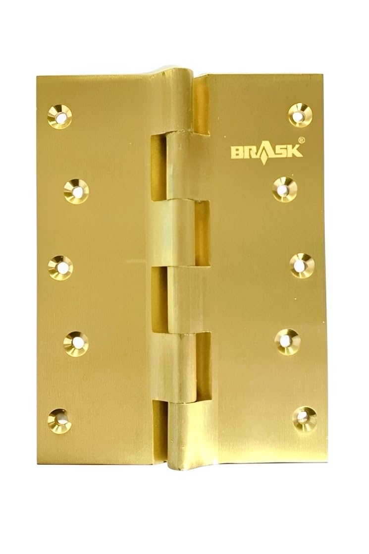 BRASK BRASK Brass Railway Hinges 6 x 2 x 316 6 Inches x 45 Inches x 5 mm Heavy Duty Brass Door Hinges Soft Close Welded Heads Extra Heavy and Wide Main Door Hinges 3 Golden Satin  - Image 2