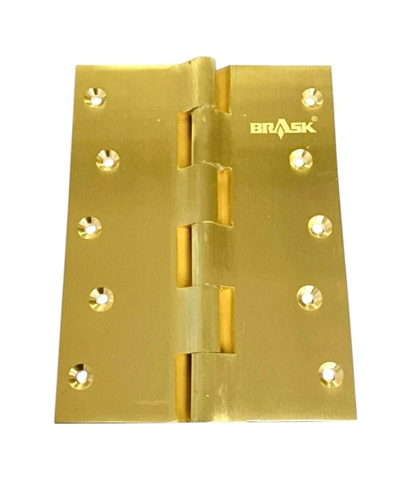 BRASK BRASK Brass Railway Hinges 6 x 2 x 316 6 Inches x 45 Inches x 5 mm Heavy Duty Brass Door Hinges Soft Close Welded Heads Extra Heavy and Wide Main Door Hinges 3 Golden Satin  - Image 5