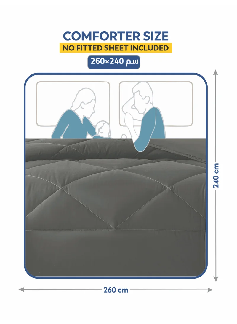 Donetella Bedding Comforter Set, King Size 260x240 cm - 3-Pcs Solid Quilted Bed Set, Microfiber Fabric - 1 Comforter And 2 Pillow Shams