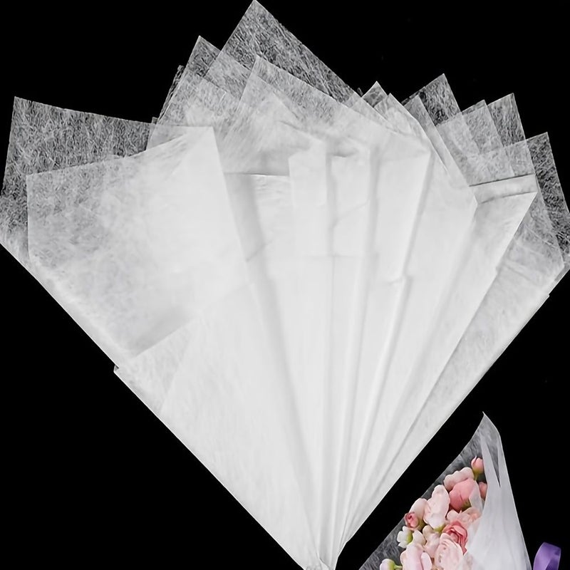 White Waterproof Floral Wrapping Paper 44 Sheets Korean Style Bouquet Gift - Image 1