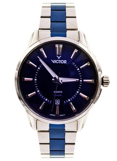 Victor Victor Men Analog Quartz Navy Dial Silver Case Watch V1325  - Image 1